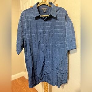 4/$15 Montage Collection Blue Textured Button-Up Mens Shirt Size 2XL